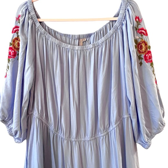 Feathers Women’s Peasant Dress Plus Size 3XL Embroidered Off Shoulder Tiered - Picture 6 of 16